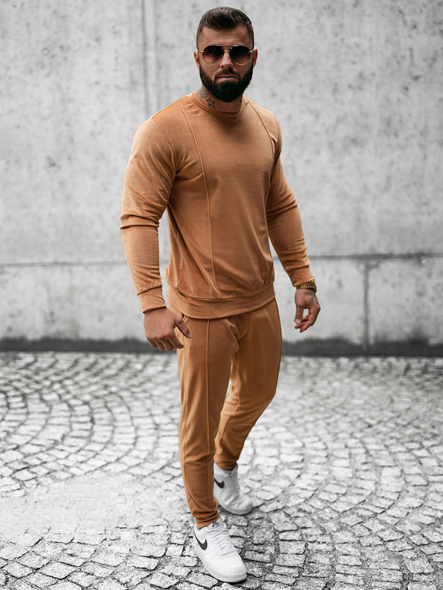 Ozonee Herren Sportanzug Camel OZONEE O/12129