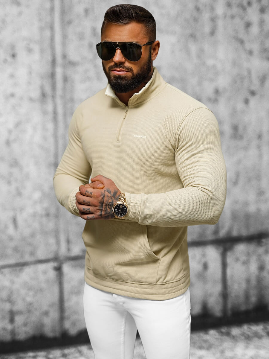 Ozonee Herren Sweatshirt Beige OZONEE O/TB2302