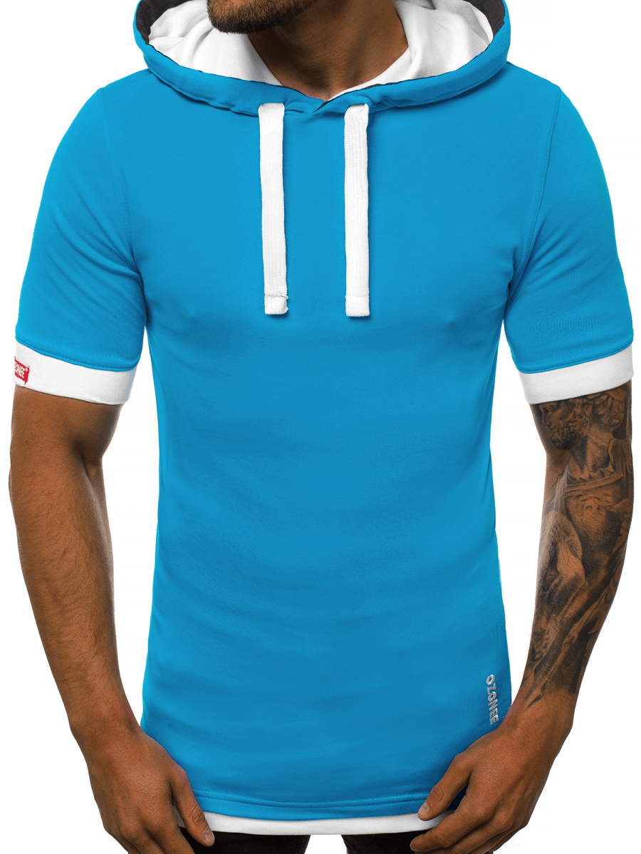 Herren Kapuzen T-Shirt - Sportshirt Mit Hoodie Design Kurzarm