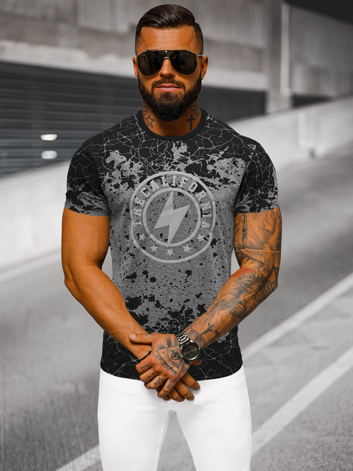 Ozonee Herren T-shirt Anthrazit OZONEE JS/S013/5Z