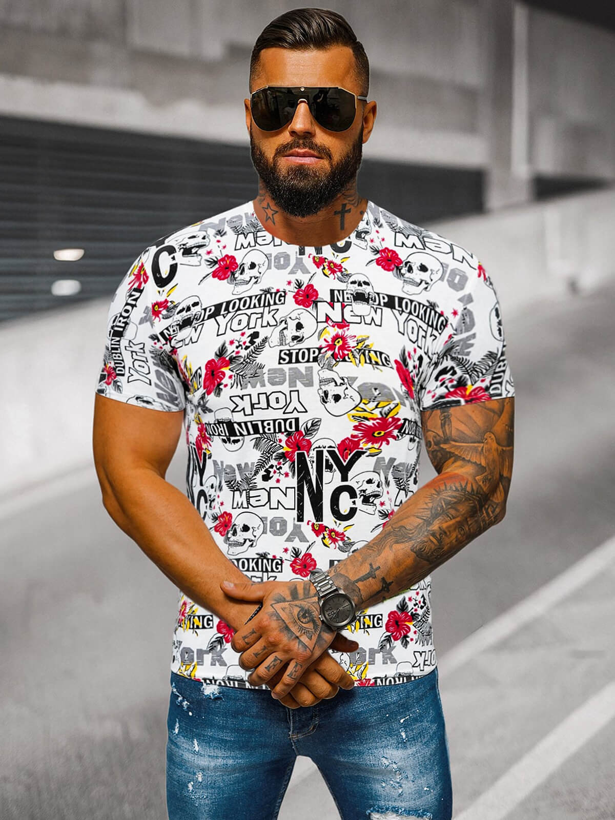 Ozonee Herren T-shirt Farbig OZONEE O/BL63Z