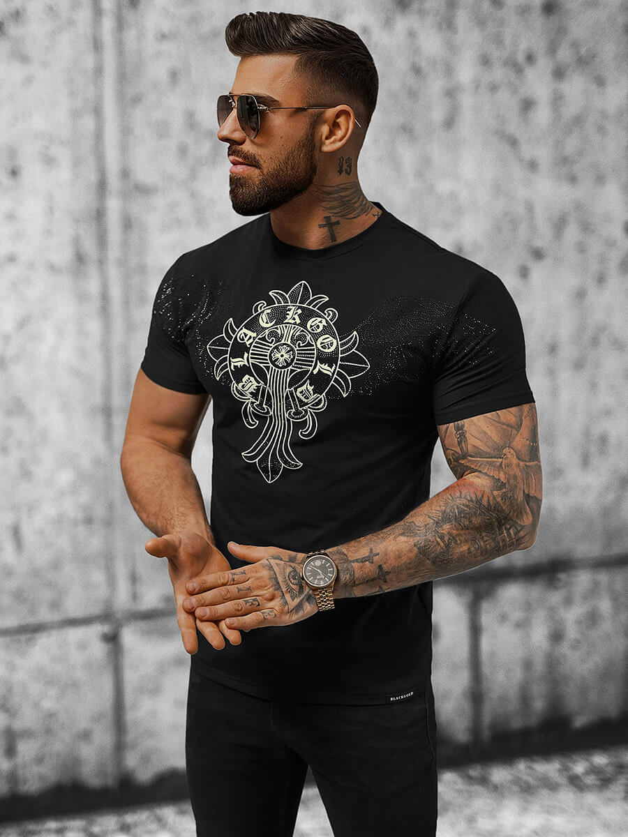 Ozonee Herren T-shirt Schwarz OZONEE NB/MT3037