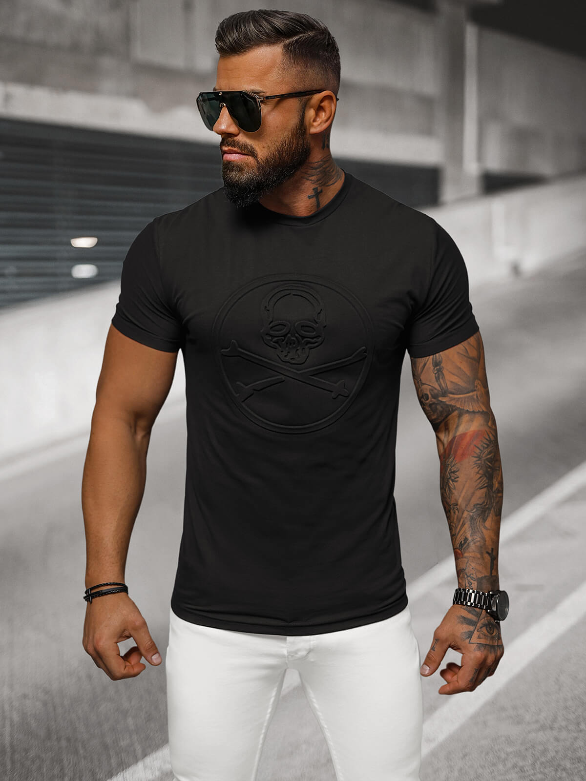 Ozonee Herren T-shirt Schwarz OZONEE NB/MT3103