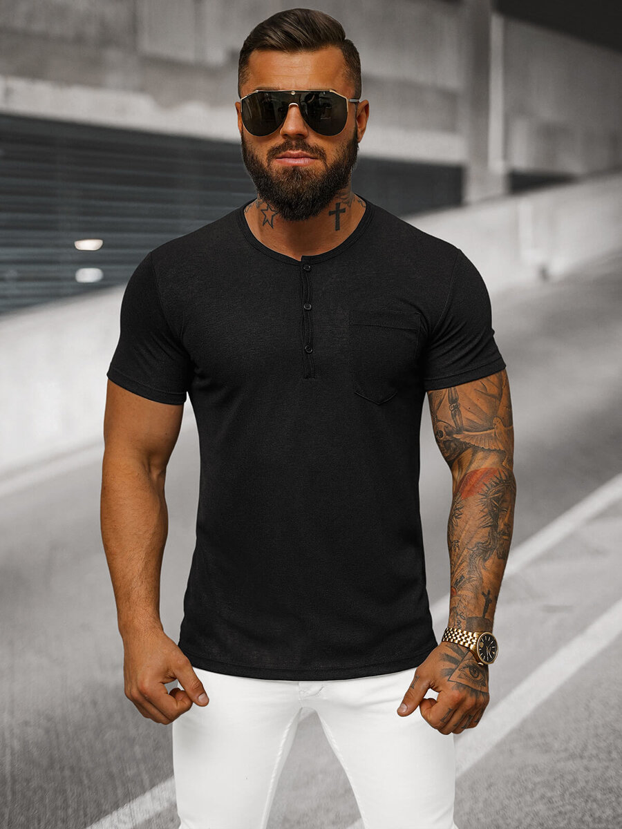 Ozonee Herren T-shirt Schwarz OZONEE O/L1453