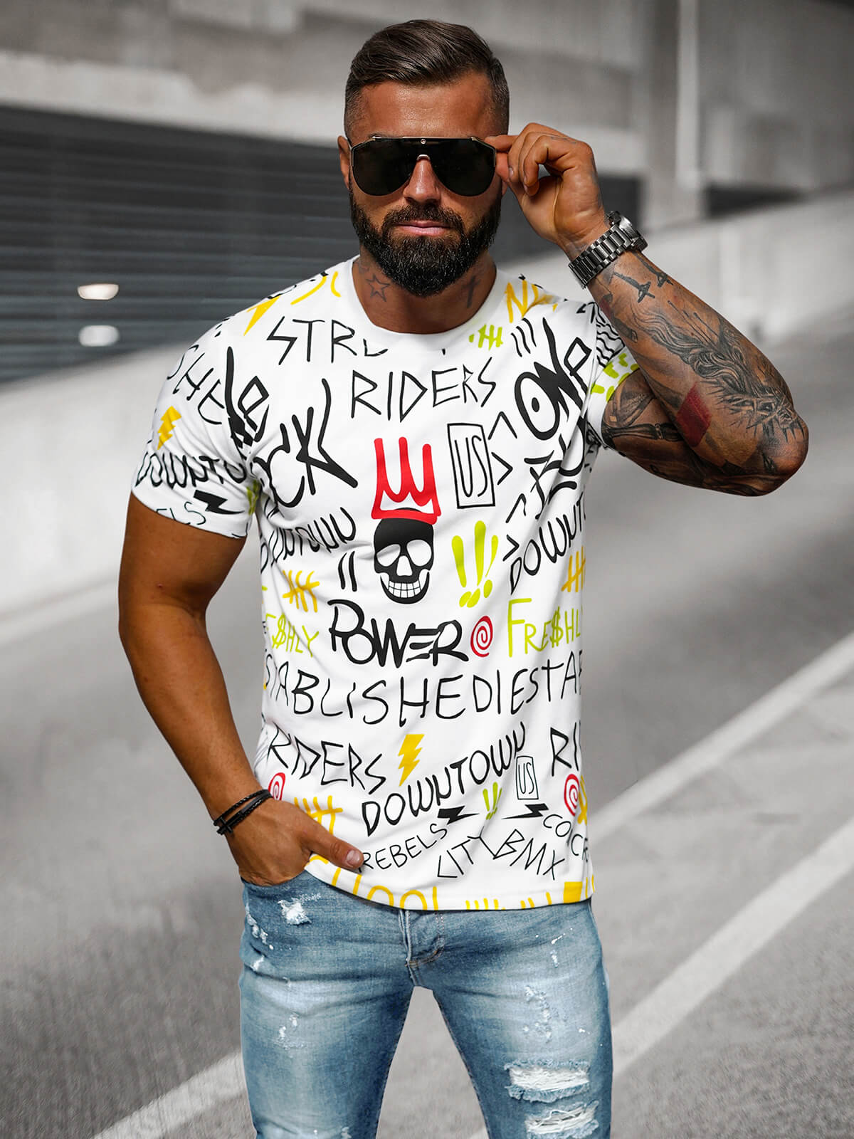 Ozonee Herren T-shirt Weiß OZONEE JS/8T1212/1