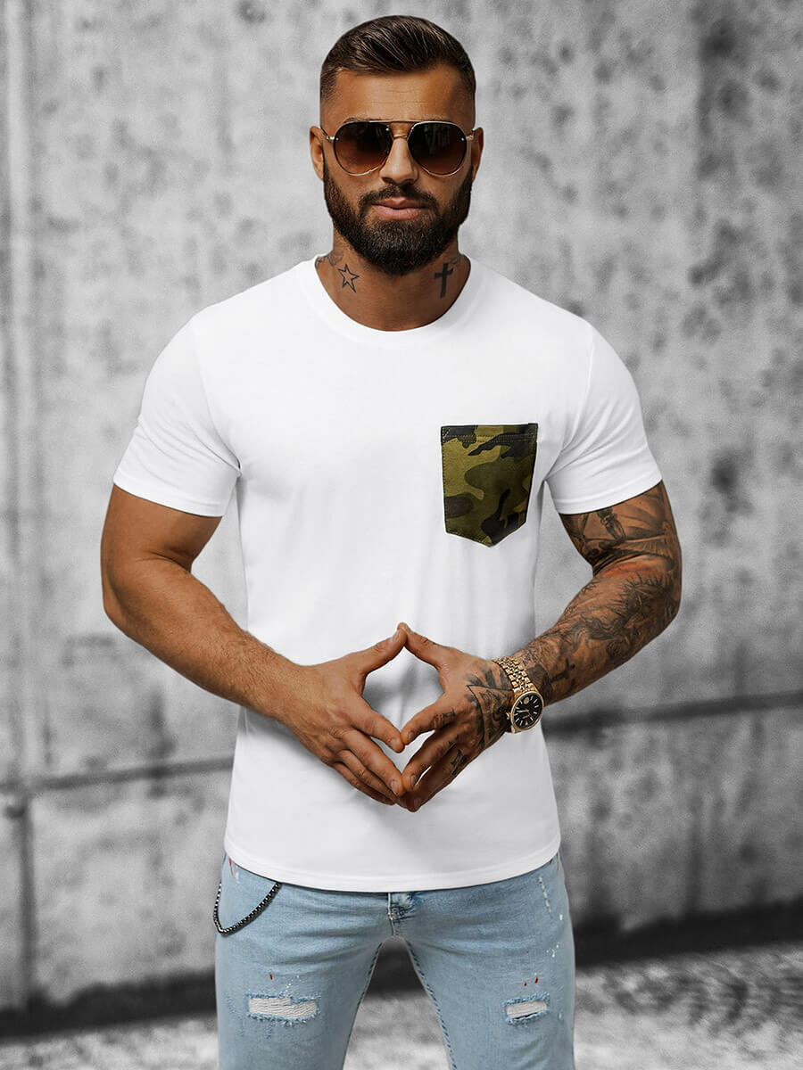 Ozonee Herren T-shirt Weiß OZONEE JS/8T85/2Z