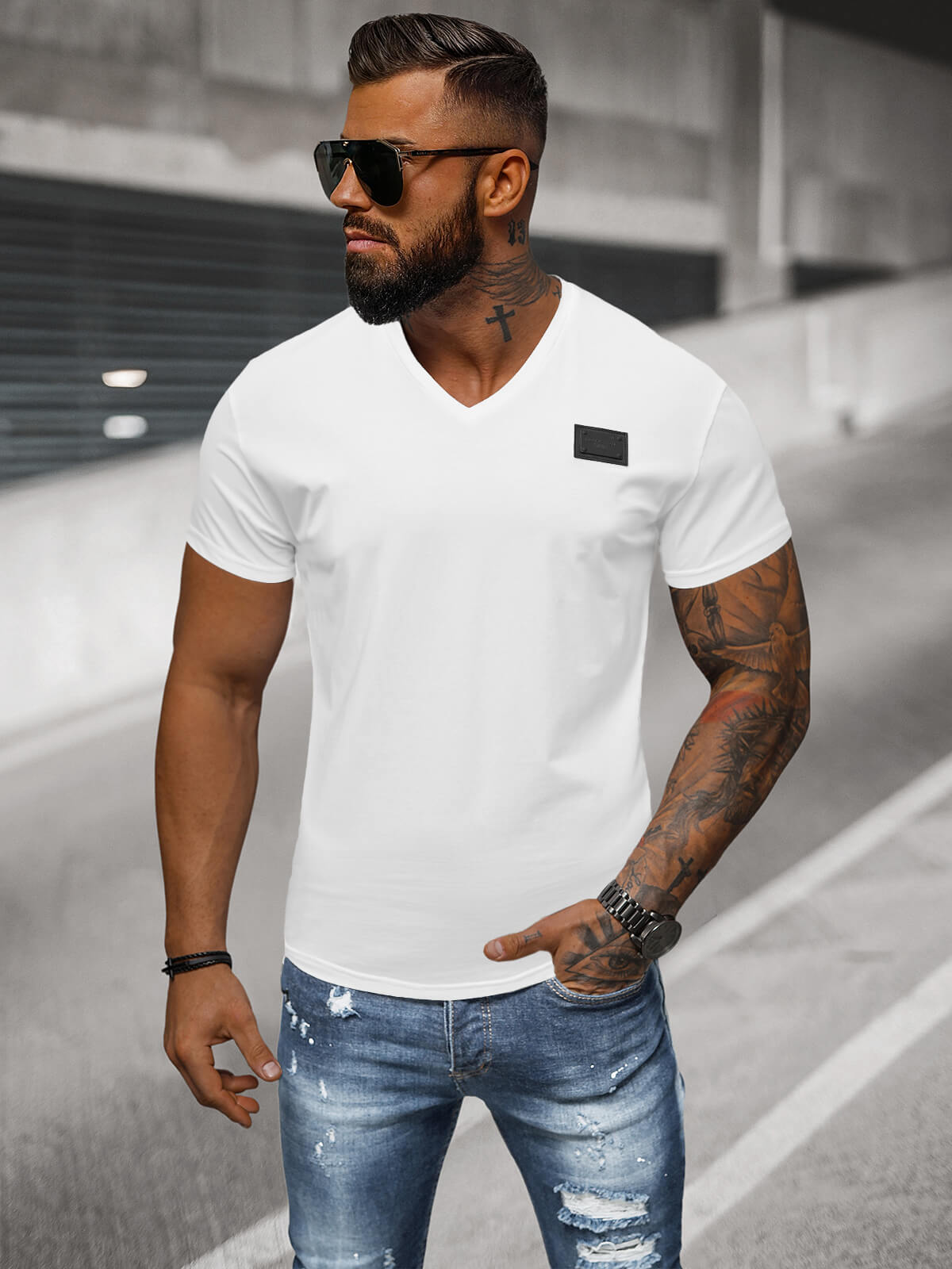 Ozonee Herren T-shirt Weiß OZONEE NB/MT3030Z