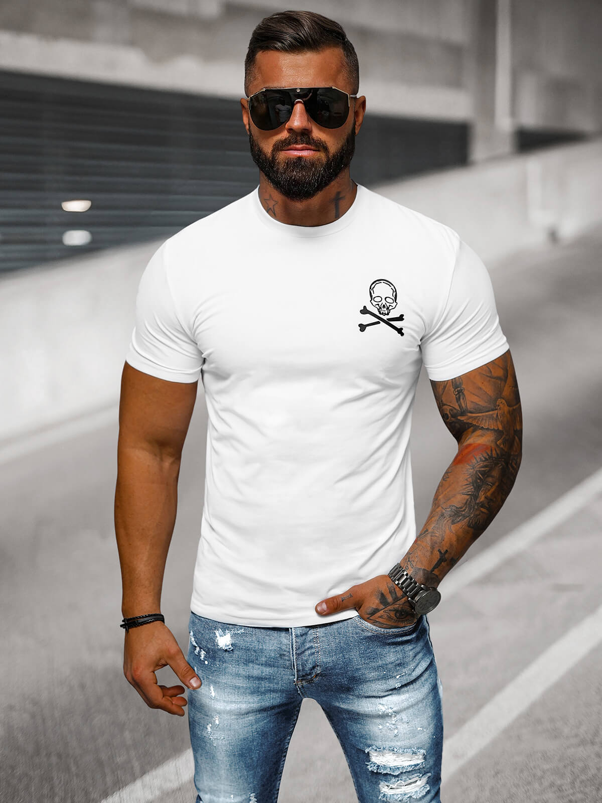 Ozonee Herren T-shirt Weiß OZONEE NB/MT3066