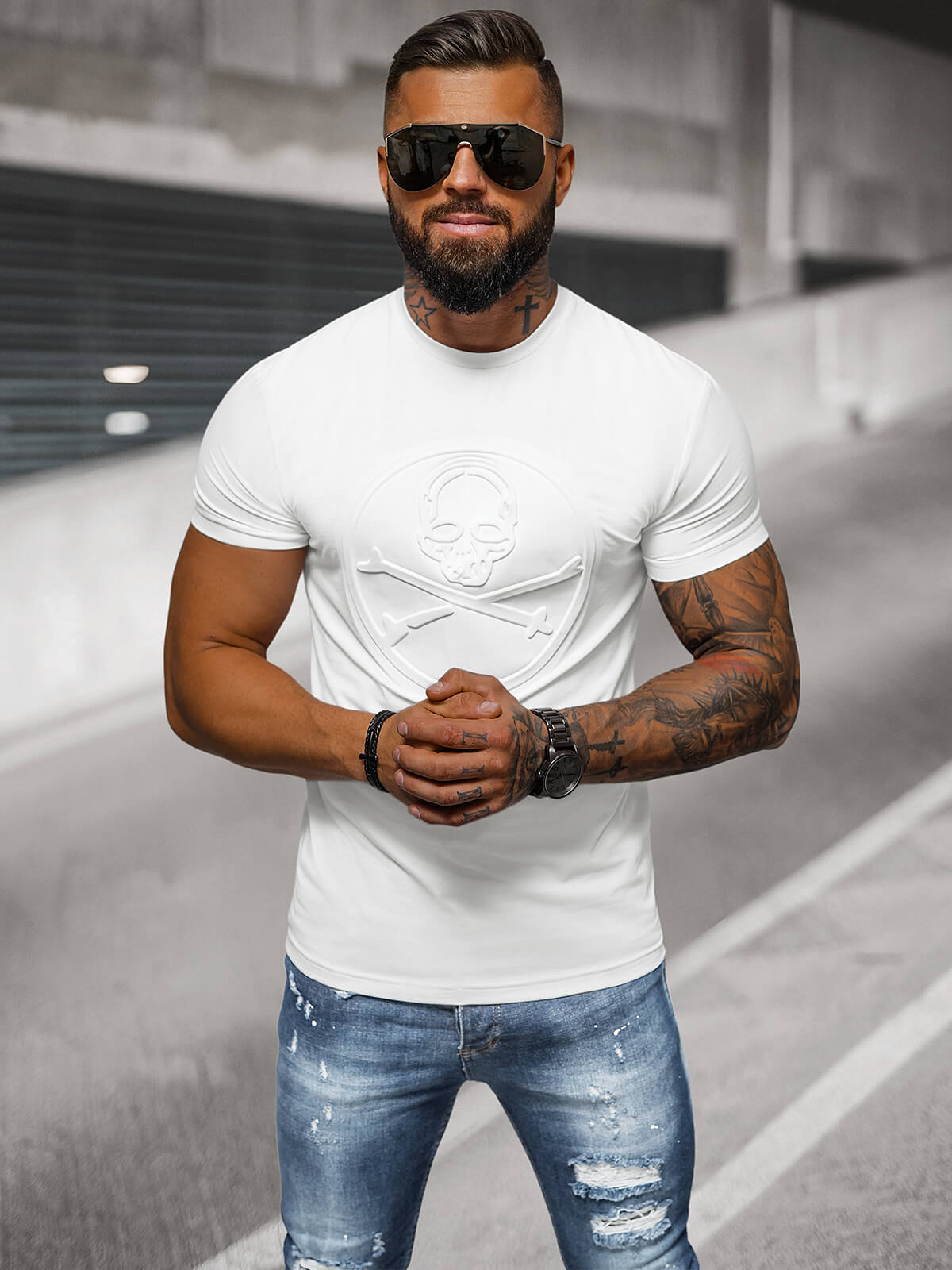 Ozonee Herren T-shirt Weiß OZONEE NB/MT3103