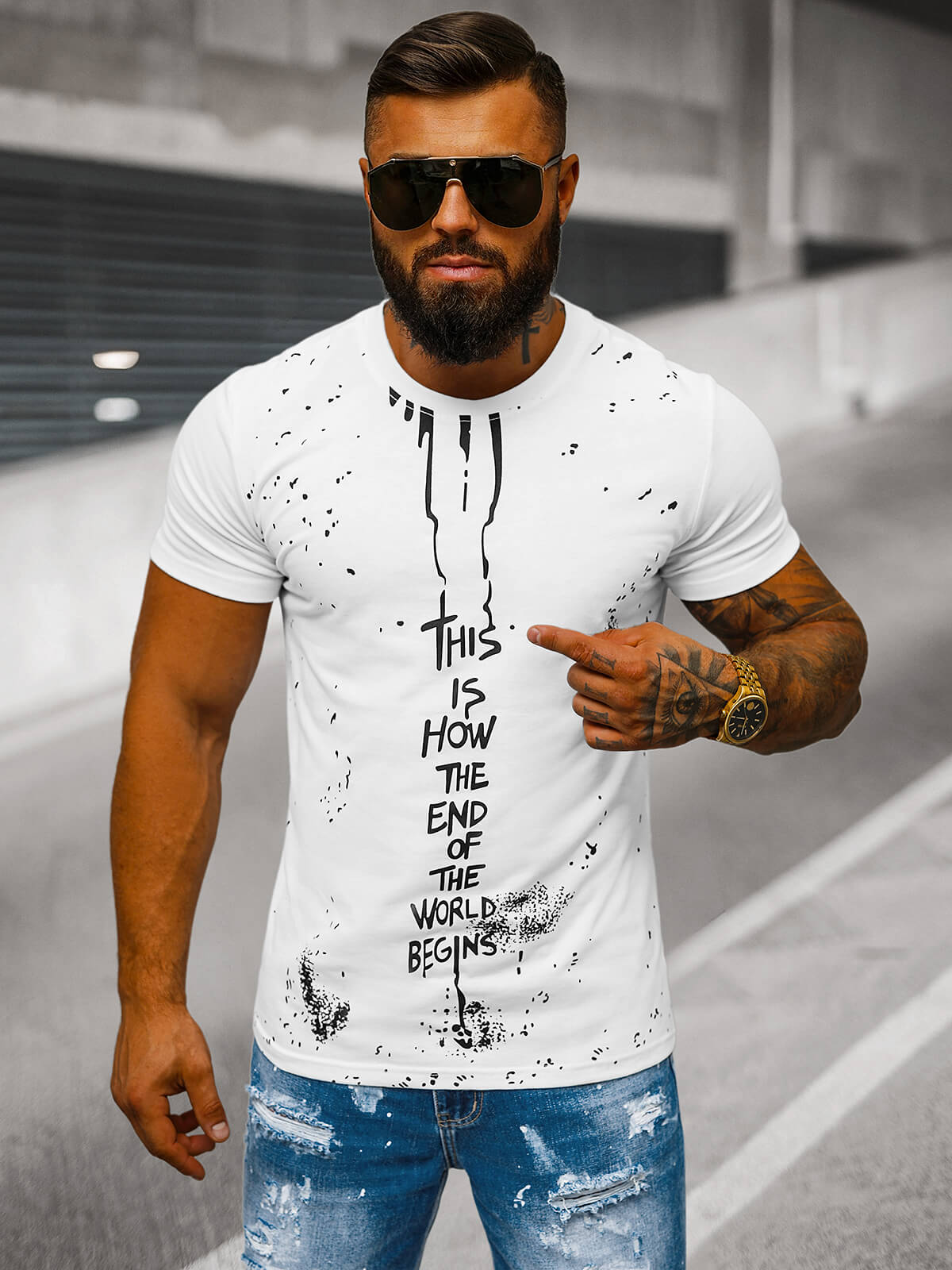 Ozonee Herren T-shirt Weiß OZONEE O/8T1259/1