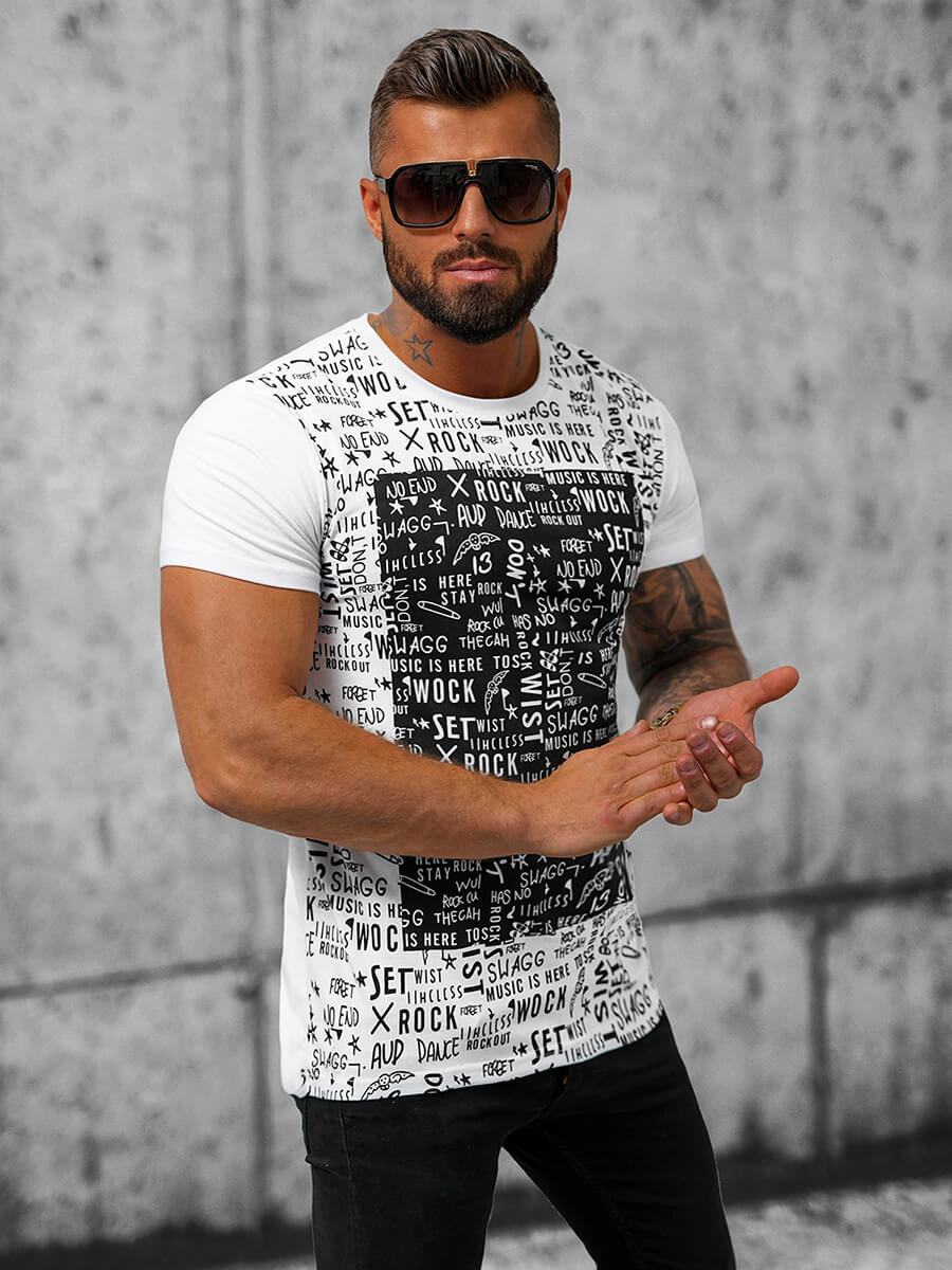 Ozonee Herren T-shirt Weiß OZONEE O/T122/1Z