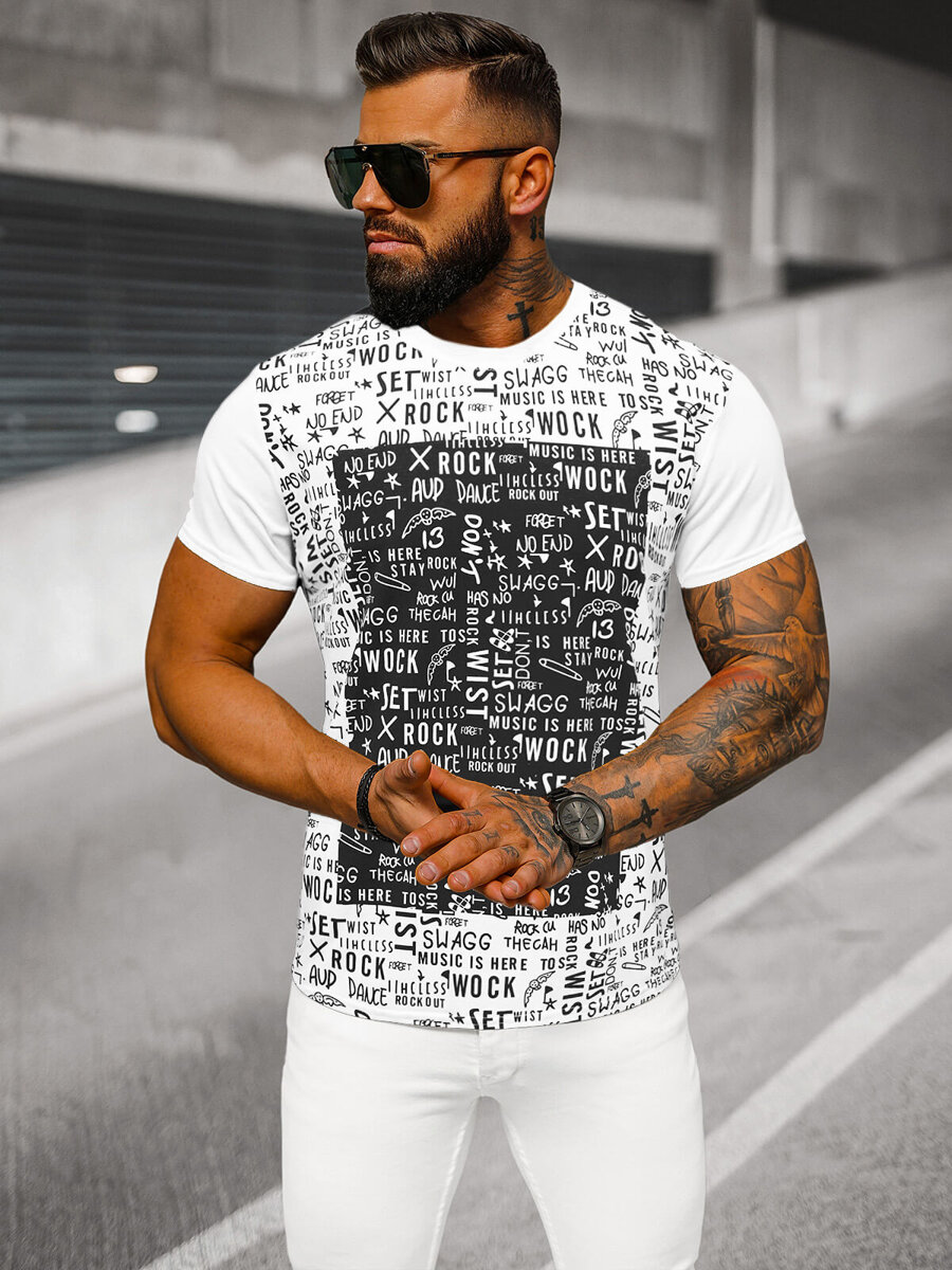 Ozonee Herren T-shirt Weiß OZONEE O/T122/1Z