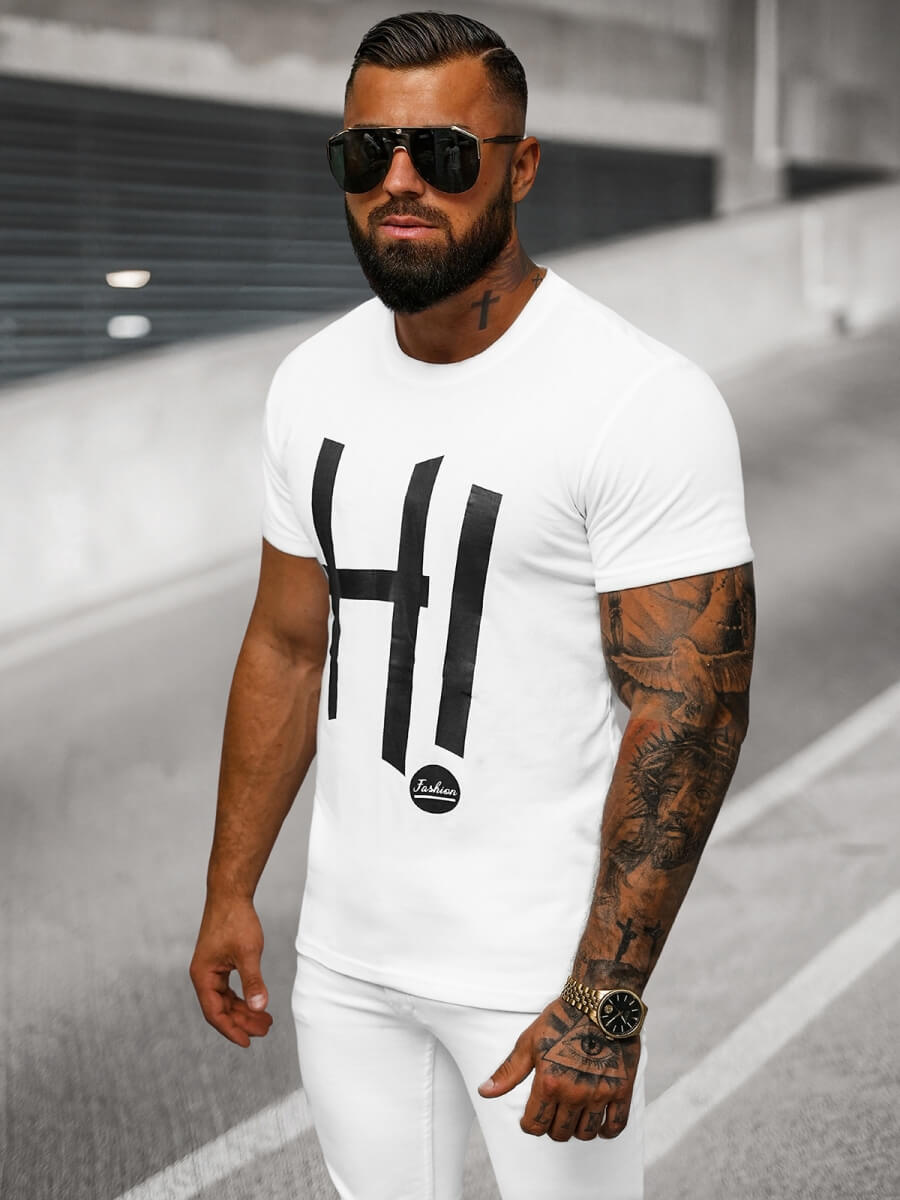 Ozonee Herren T-shirt Weiß OZONEE O/T1261/1