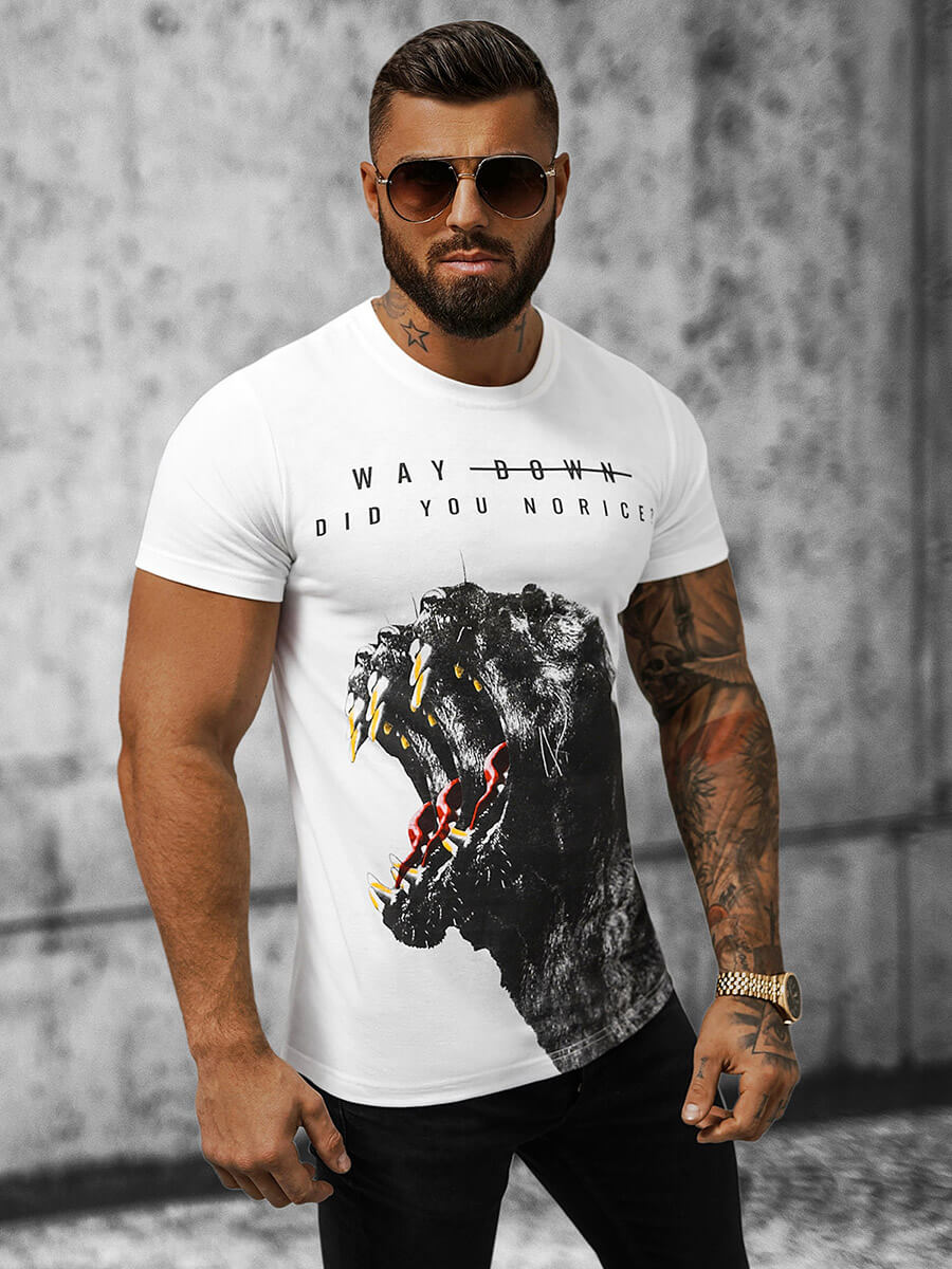 Ozonee Herren T-shirt Weiß OZONEE O/T127/1Z