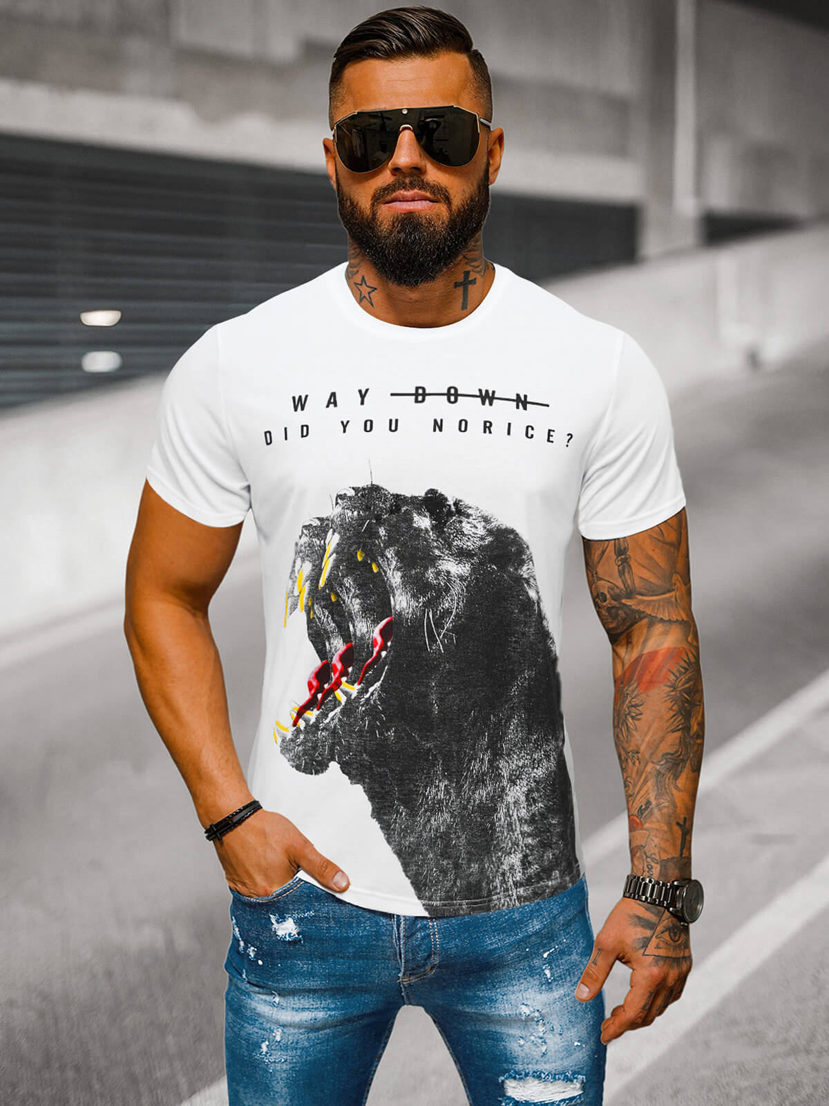 Ozonee Herren T-shirt Weiß OZONEE O/T127/1Z