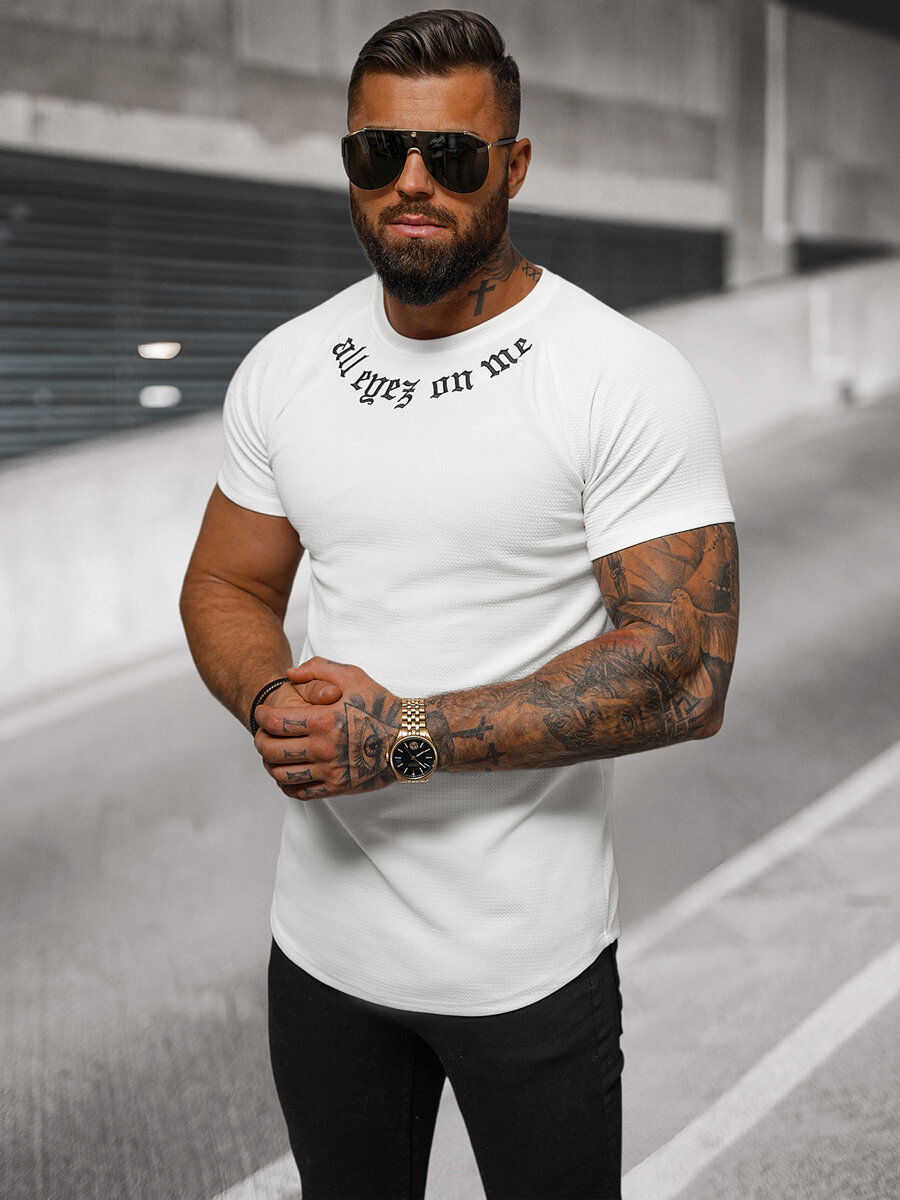 Ozonee Herren T-shirt Weiß OZONEE O/T7256