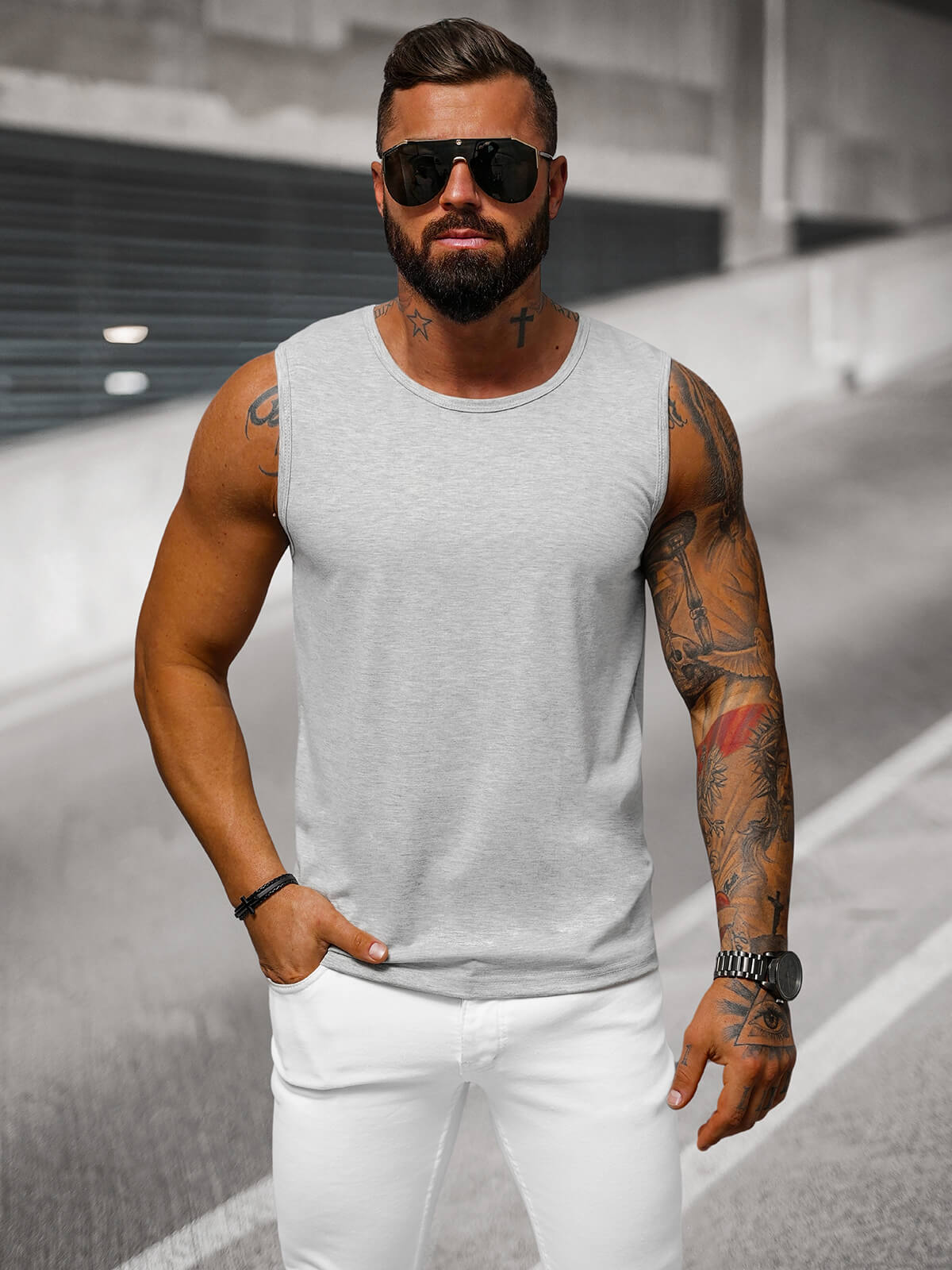 Ozonee Herren Tank Top Grau OZONEE JS/99001Z