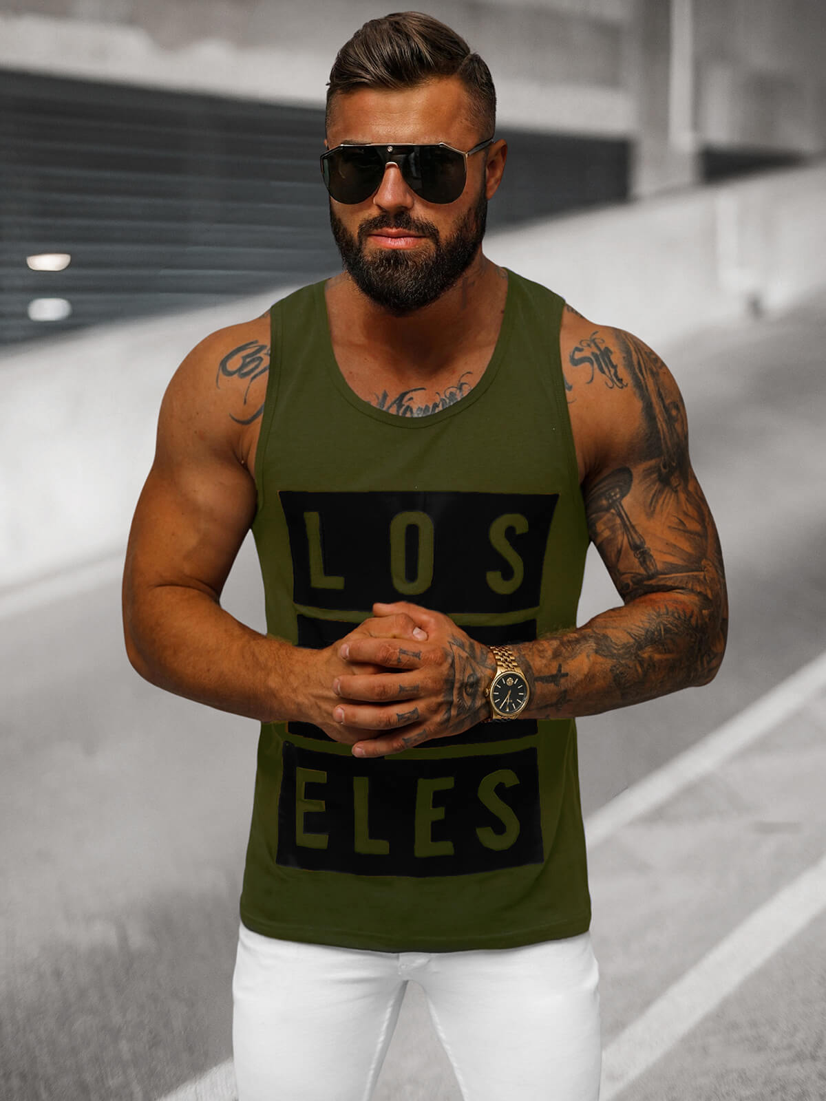 Ozonee Herren Tank Top Grün OZONEE O/T105/29Z