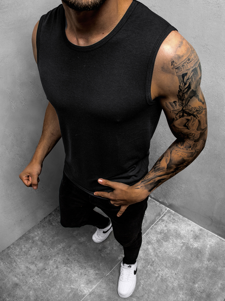 Herren Tank Top Schwarz OZONEE JS/99001Z OZONEE