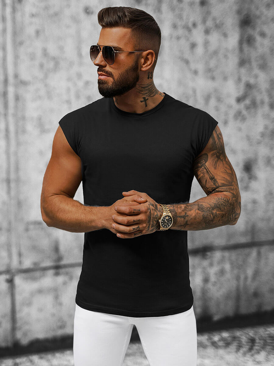 Herren Tank Top Schwarz OZONEE O/1265Z OZONEE