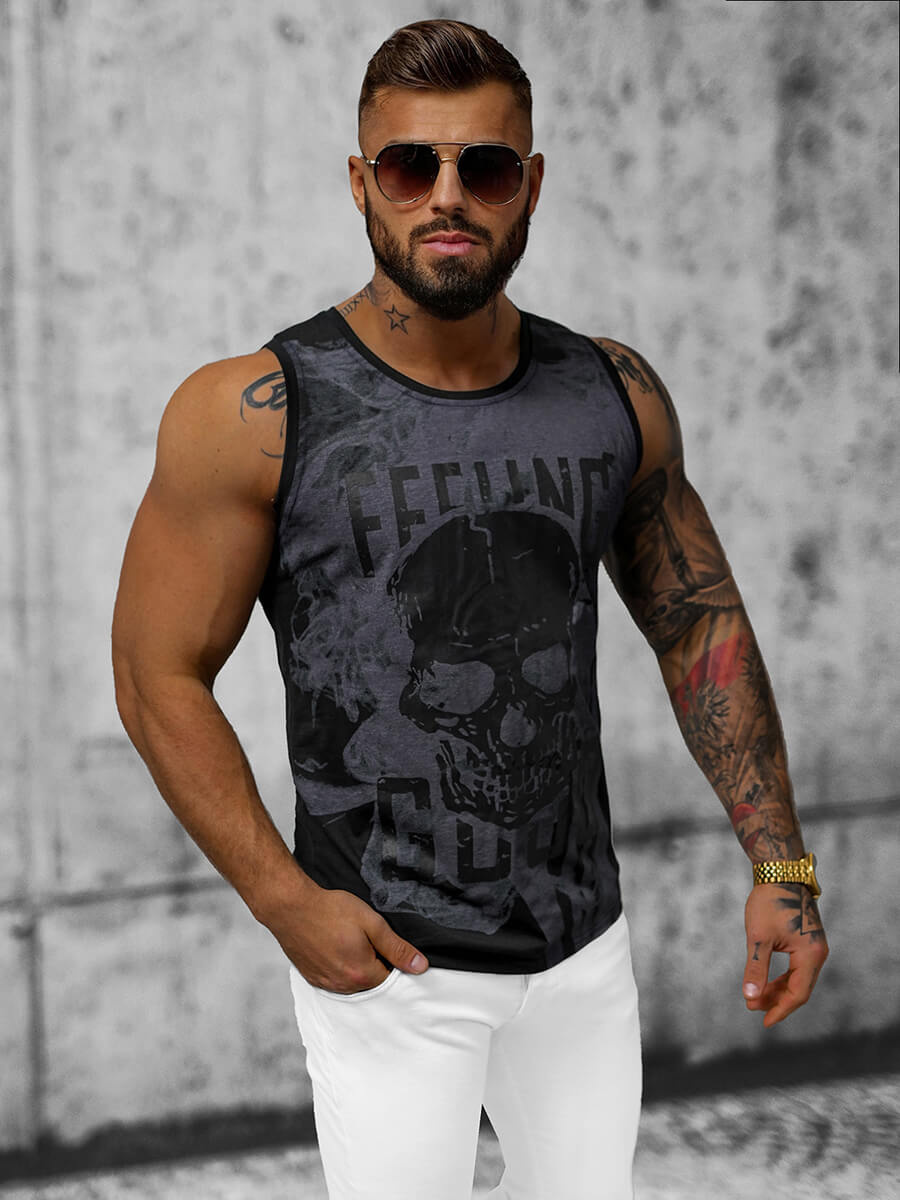 Herren Tank Top Schwarz OZONEE O/T106/3Z OZONEE