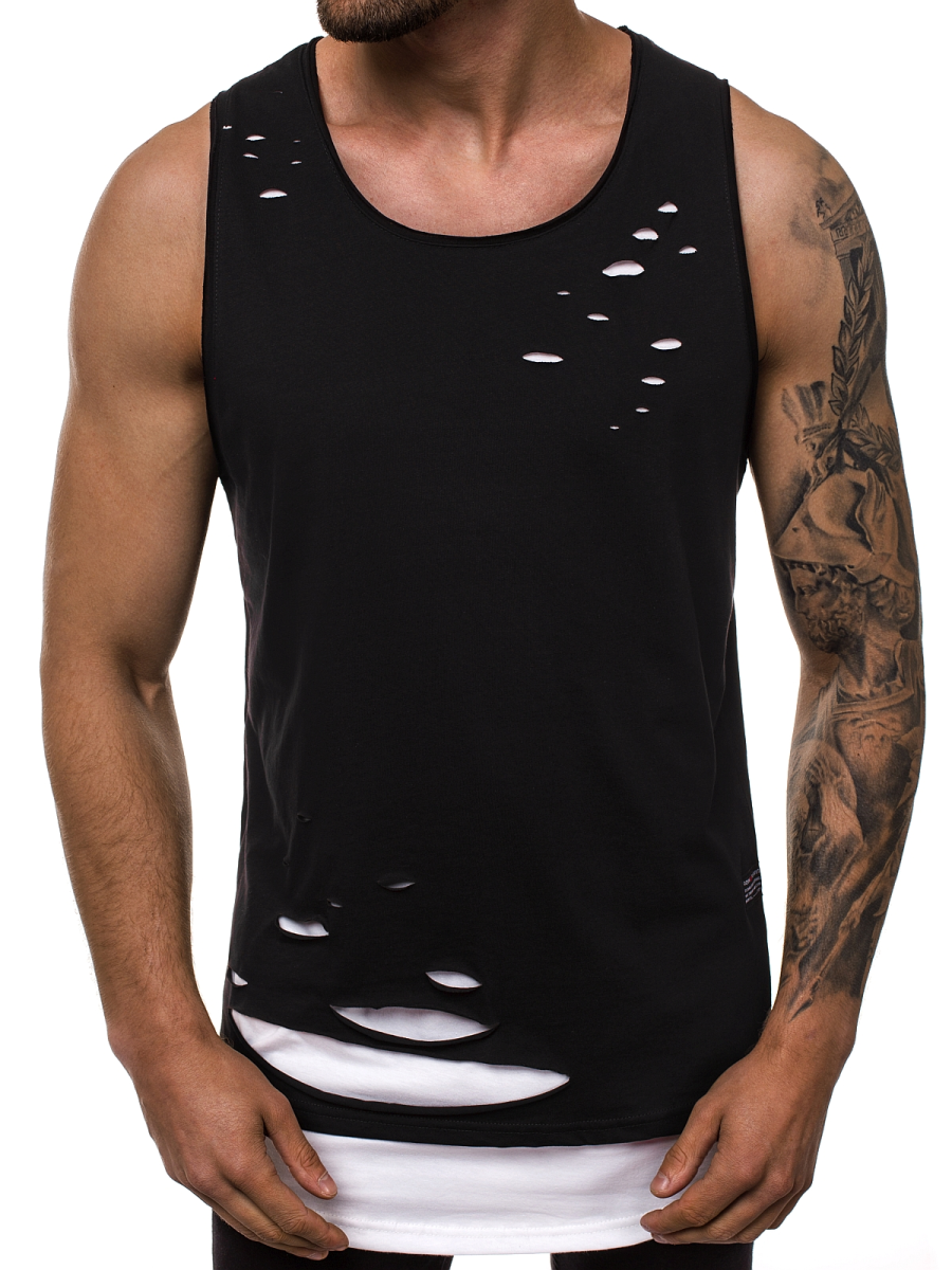 Herren Tank Top SchwarzWeiß OZONEE O/1275 OZONEE