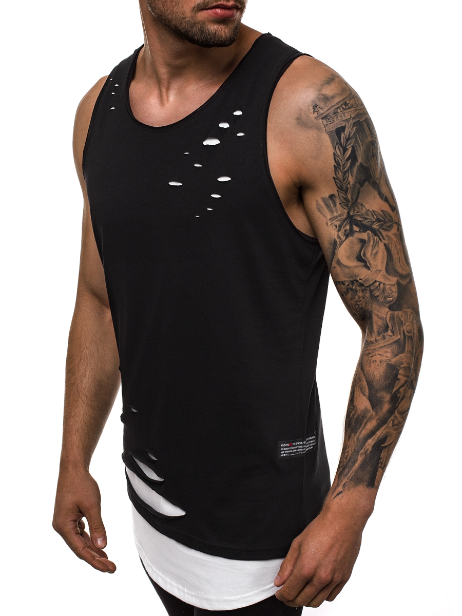 Herren Tank Top SchwarzWeiß OZONEE O/1275 OZONEE