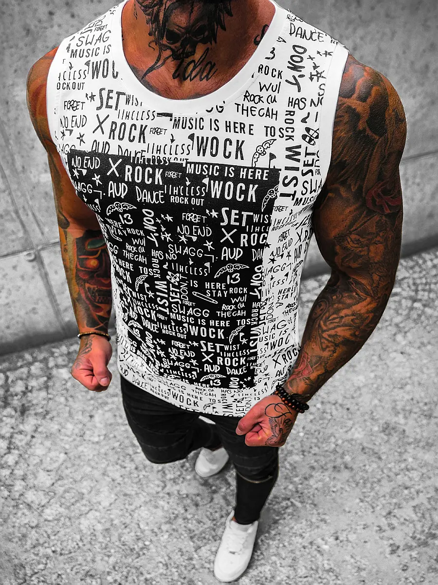 Ozonee Herren Tank Top Weiß OZONEE O/T103/1