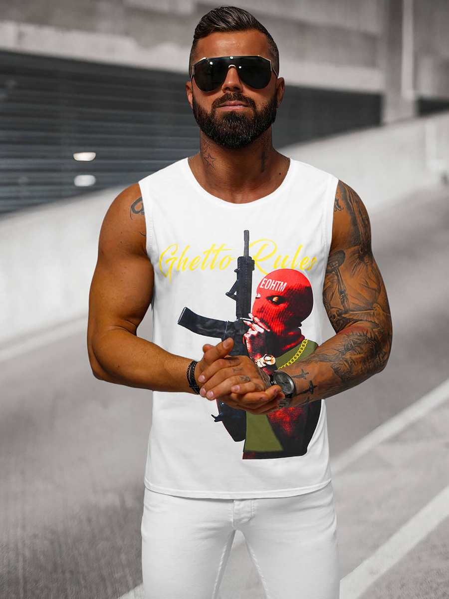 Ozonee Herren Tank Top Weiß OZONEE O/T107/1Z