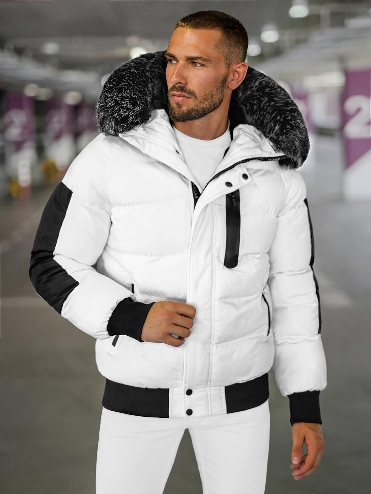 Ozonee Herren Winterjacke Weiß OZONEE O/M798Z