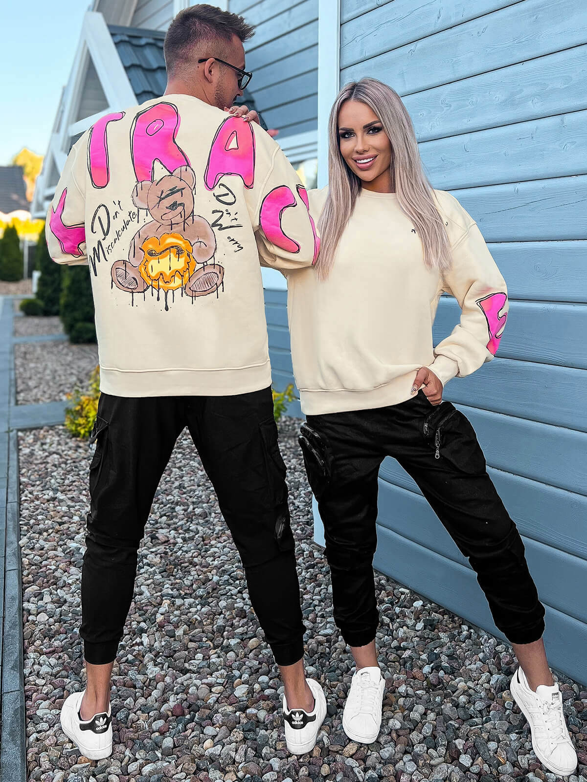 Ozonee Sweatshirts für Paare 17 Beige