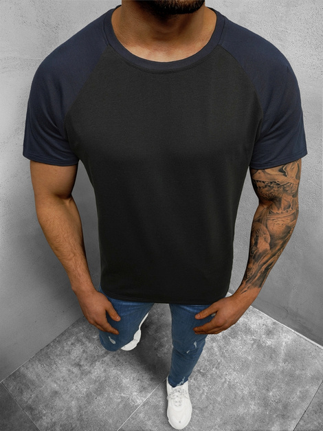 Herren T-Shirt Schwarz-Marineblau OZONEE JS/8T82/3
