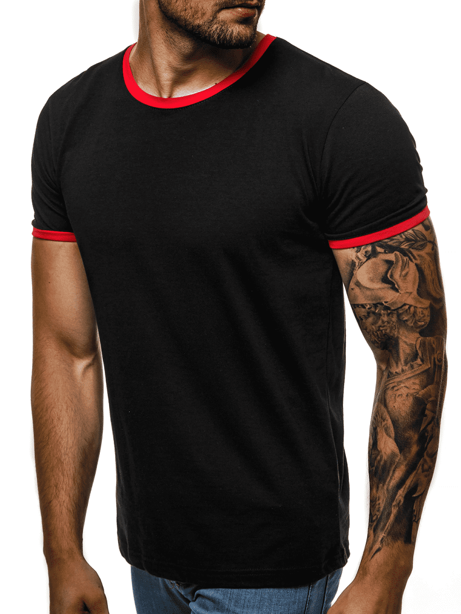 Herren T-Shirt Schwarz-Rot OZONEE O/1177 
