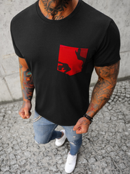Herren T-Shirt Schwarz-Rot OZONEE JS/8T85/5Z