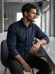 Herren Hemd Dunkelblau OZONEE V/V188Z