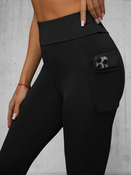Damen Leggings mit Breiten Beinen Schwarz JS/35K1603/3