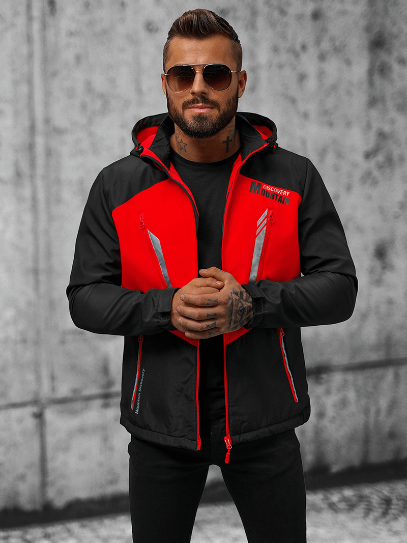 Herren Softshell Jacke Schwarz-Rot OZONEE JS/HH022/1CZ