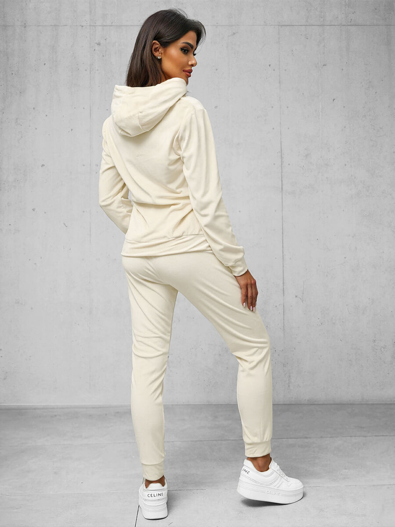 Damen Velours Sportanzug Ecru OZONEE O/8C1175/155Z