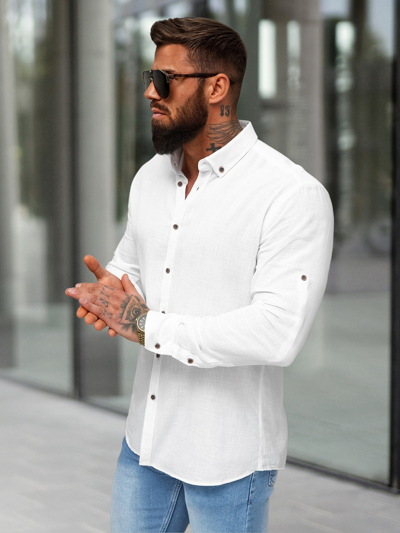 Herren Hemd Weiß OZONEE O/V143