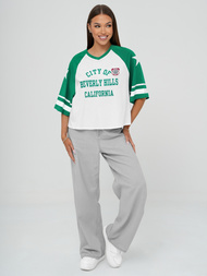 Damen T-shirt Weiß-Grün OZONEE JS/R62493