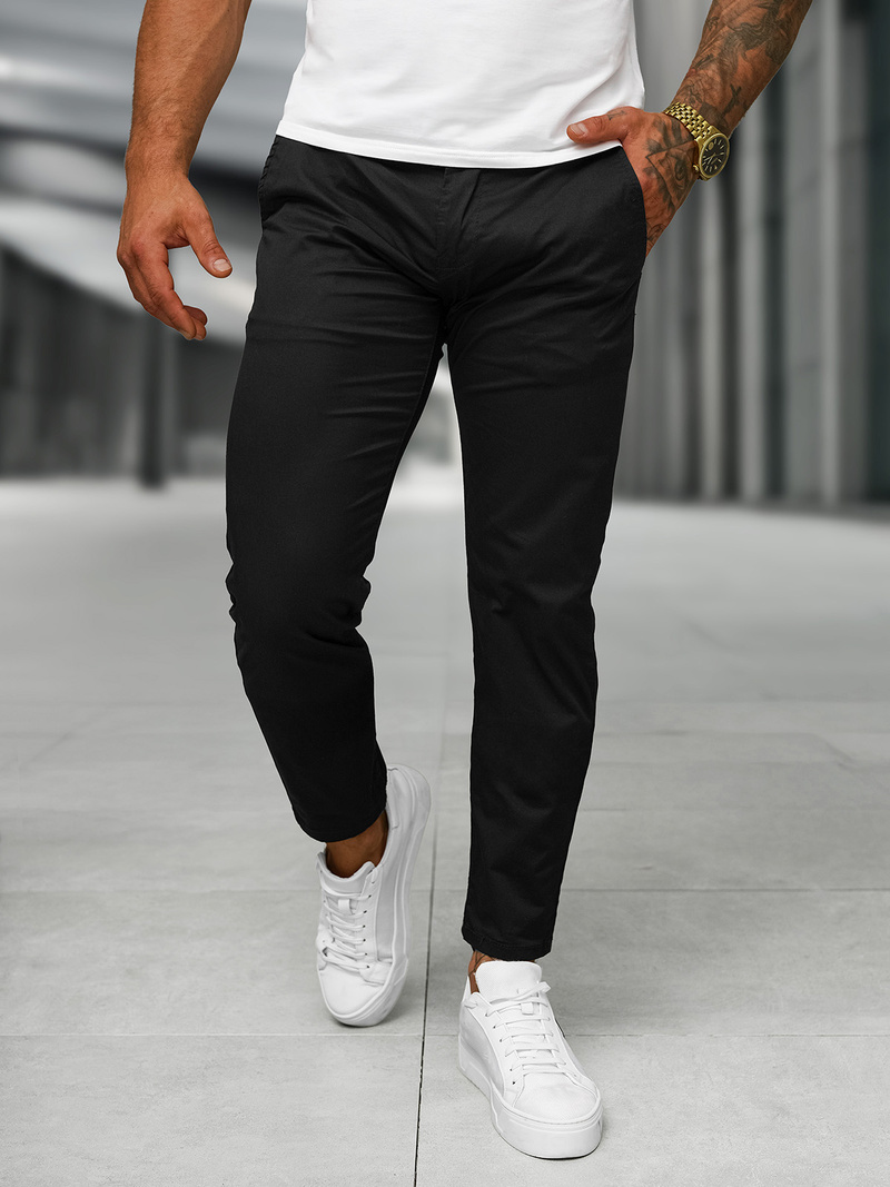 Herren Chino Hose Schwarz OZONEE BL/SK222/1