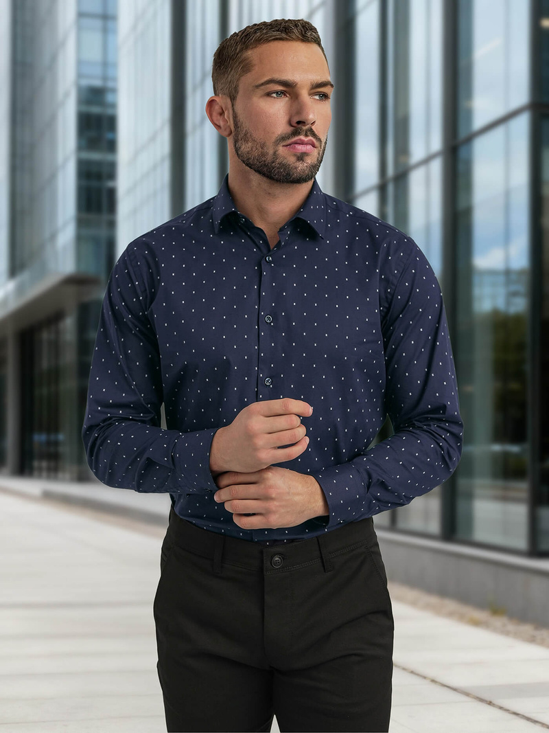 Herren Hemd Dunkelblau OZONEE V/V181