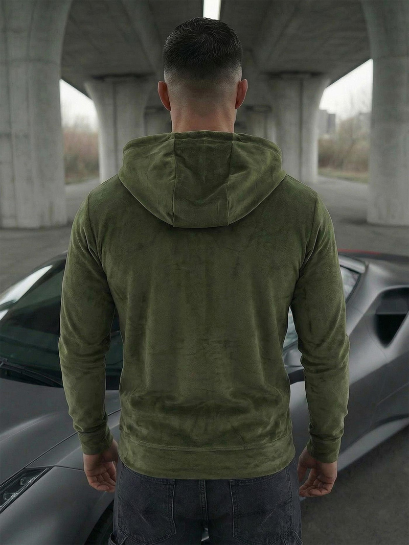 Herren Velours Kapuzenpullover Khaki OZONEE JS/8B1168/29Z