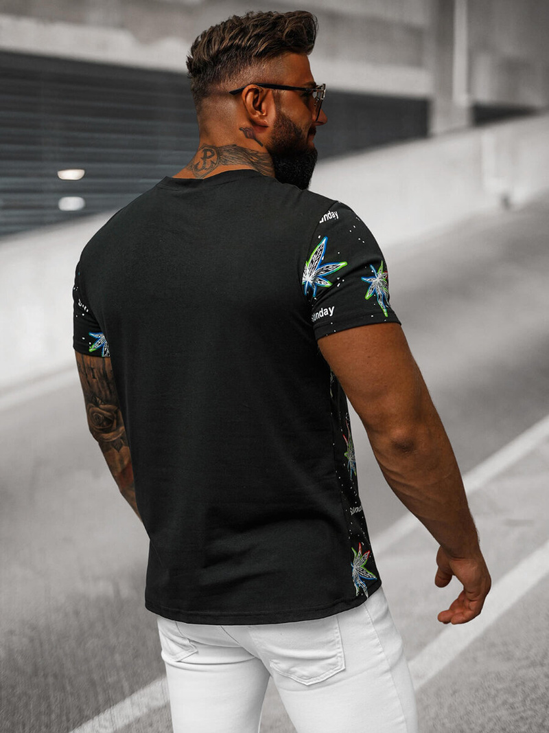 Herren T-shirt Schwarz OZONEE O/T136/3