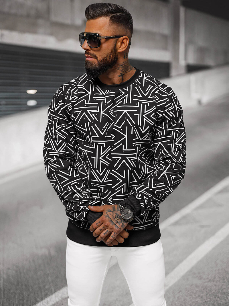 Herren Sweatshirt Schwarz OZONEE JS/8B1219/3