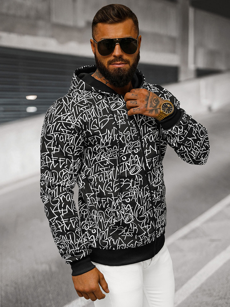 Herren Kapuzenpullover Schwarz OZONEE JS/8B1183/3