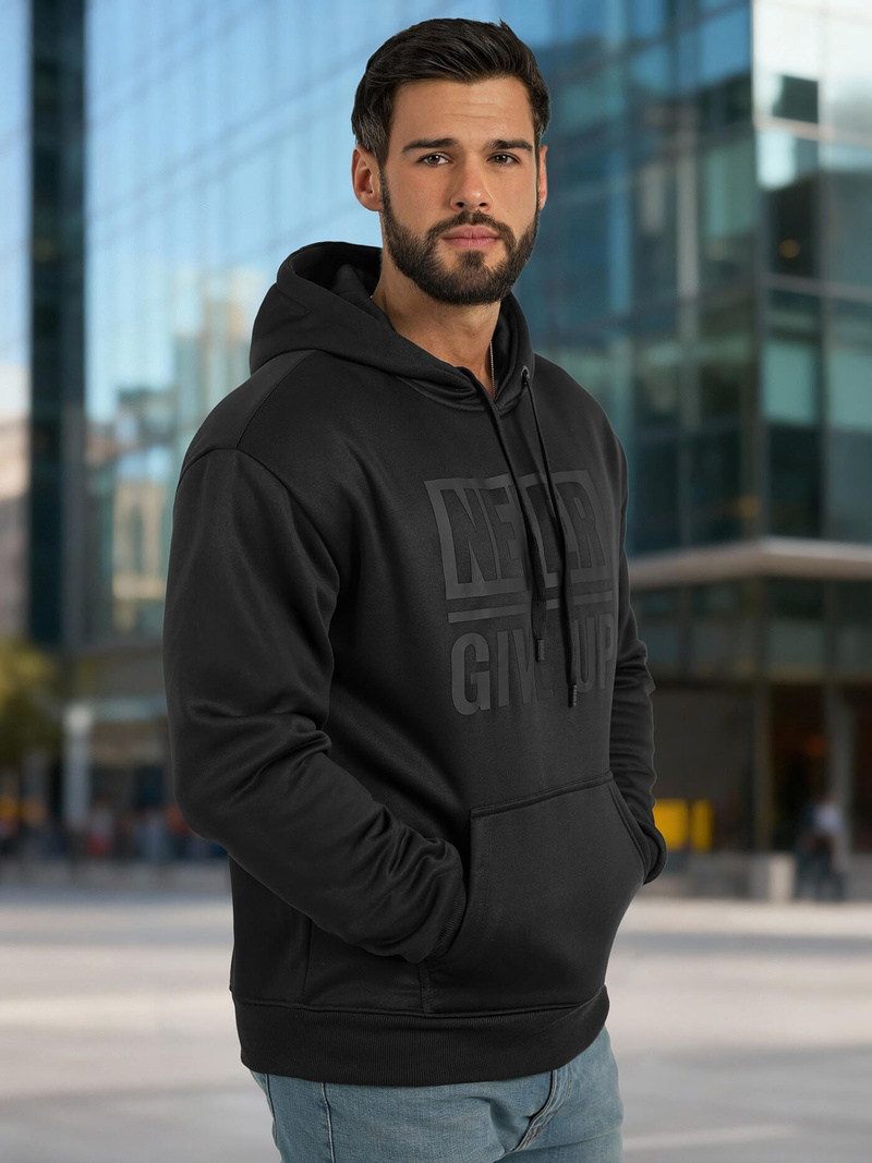 Herren Kapuzenpullover Schwarz OZONEE JS/8B1983/3