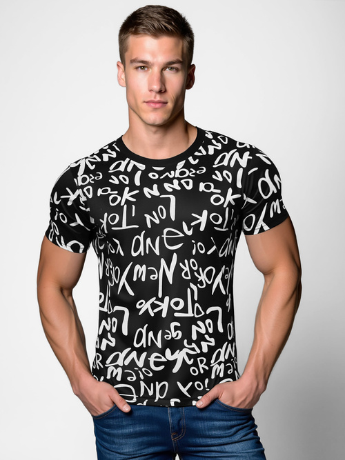 Herren T-shirt Schwarz OZONEE O/T1268/3Z