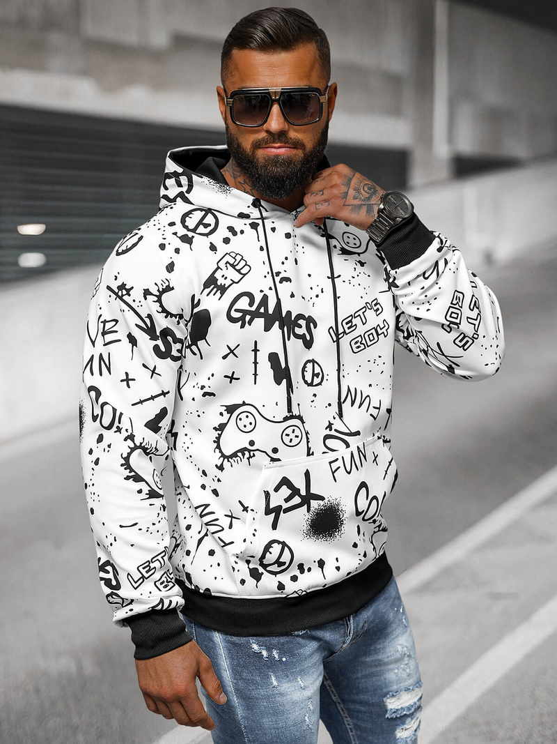 Herren Kapuzenpullover Weiß OZONEE JS/8B1227/1