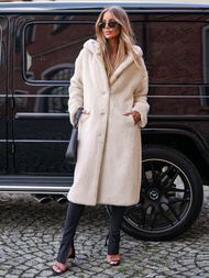 Damen Pelz Winterjacke Beige OZONEE JS/11Z8250